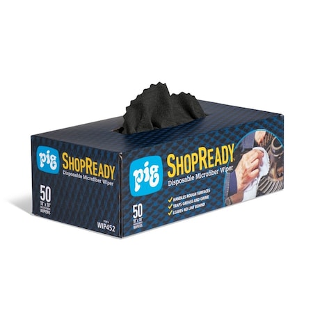 Pig SHOPREADY DISP WIPER - BLACK 18X18IN, 50PK WIP452-BK