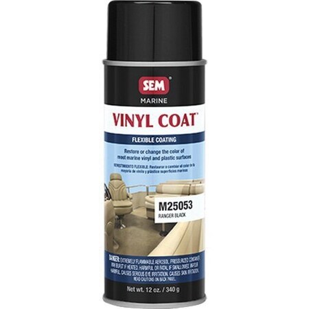 Sem Vinyl Coat Flexible Coating, 16 oz Aerosol Can, Ranger Black, 24 hr Curing, Aerosol M25053