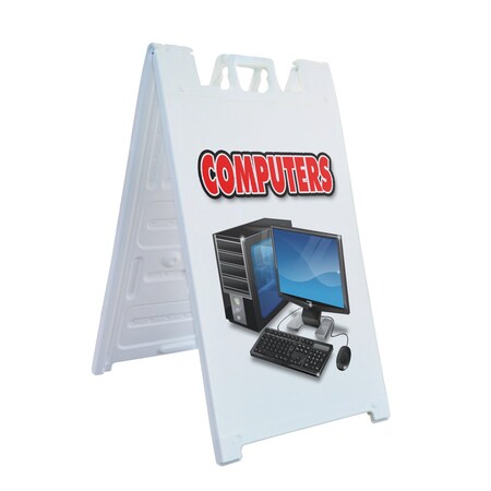 Signmission Computers, A-Frame & 2 Decals Installed, Heavy-Duty Plastic Frame SBHD-D-2436-Computers
