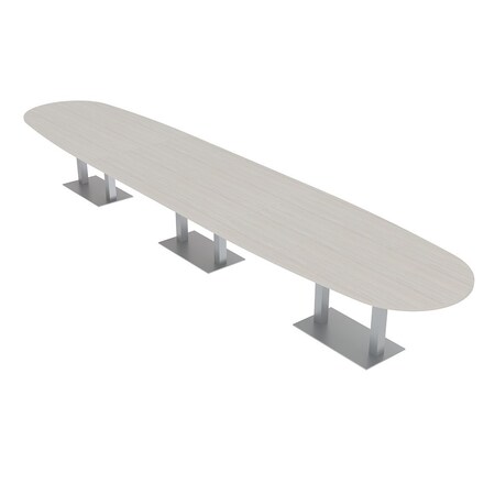 Skutchi Designs Boval Conference Table With Power Unit, 48 in W, 192 in L, Ivory HAR-BOVL-48X192-DOU-K458-NA