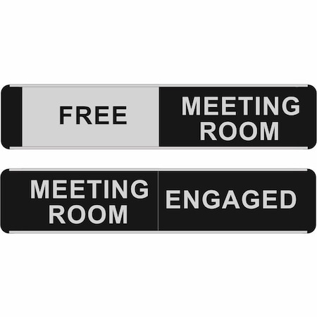 Seco MEETING ROOM ENGAGED, Aluminum, Plastic, 2" x 2.05 in, Self-adhesive BA103