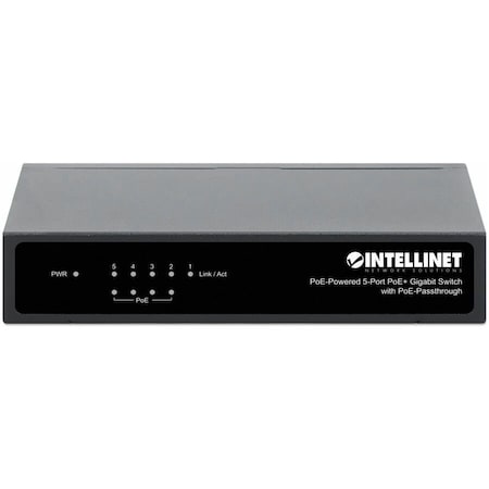 Intellinet Network Solutions POE-POWERED 5-PORT GIGABIT SWITCH WITH POE PASSTHROUGH. 4 X PSE POE PORTS, 1 X P 561082