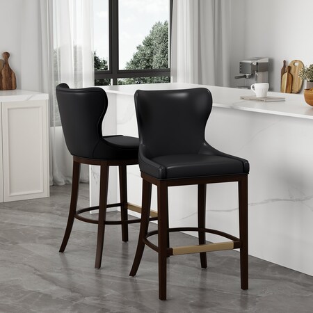 Manhattan Comfort Blair Barstool in Black, 2PK 2-BS023-BK