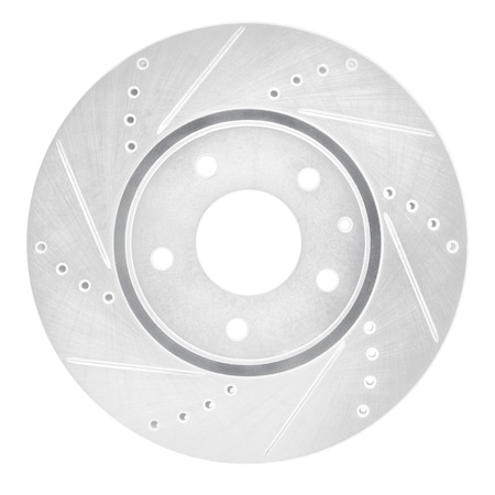 Dynamic Friction Co DFC Brake Rotor - Drilled and Slotted - Silver 631-80076L
