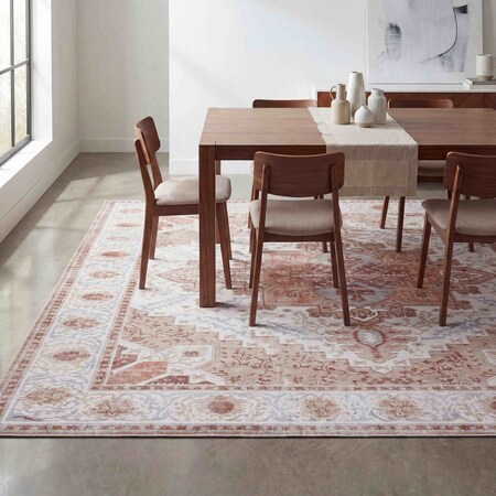 Jonathan Y Eleanor Vintage Medallion Border Non-Slip Machine-Washable Cream/Terra 8 ft. x 10 ft. Area Rug VOR100G-8