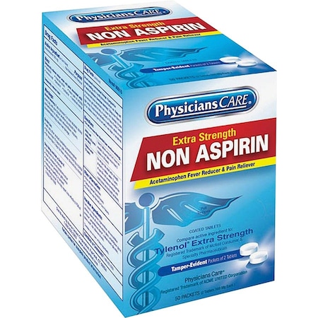 Acme United PhysiciansCare 90016 Non Aspirin Acetaminophen Medication, 50 Doses 90016