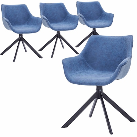 Leisuremod Markley Swivel Leather Dining Arm Chair with Iron Legs, 4PK ESCBL-26-BU4