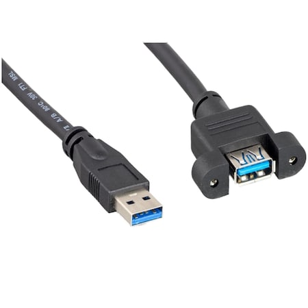 Cable Wholesale CableWholesale  3 ft. A Male to Panel Mount Female USB 3.0 Extension Cable, Black 10U3-24103