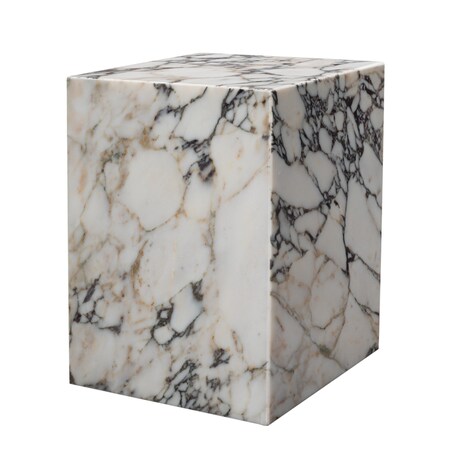 Homeroots 20" Ivory Marble Square Block End Table 569935