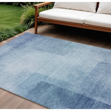 Homeroots 10' X 14' Blue Geometric Washable Indoor Outdoor Area Rug 608093