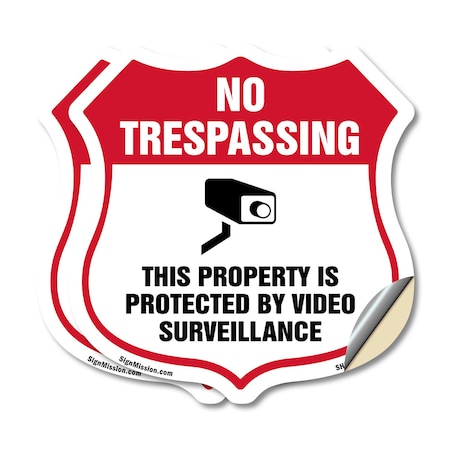 Signmission No Trespassing Shield Sign This Property, 18 inch X 18 inch, Vinyl Decal, 2PK SHI-D-2PACK-18-424