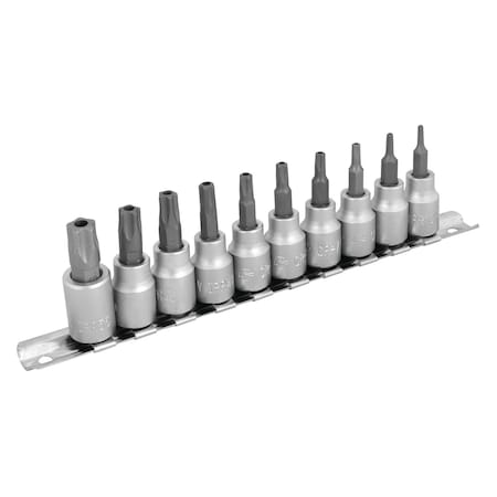 Performance Tool 10 pc. Socket Set, 3/8 in. Drive, IPR Pentalobe, Storage Rail W80564