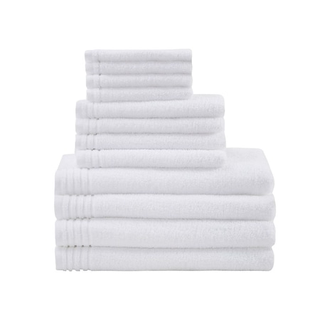 Homeroots Set of Twelve White Cotton Quick Dry Towel Set, 12PK 662346