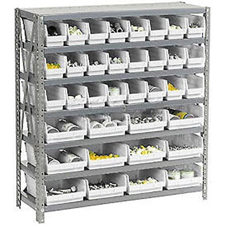 Global Industrial Steel Shelving - Total 36 4"H Plastic Shelf Bins Ivory - 36x18x39-7 Shelves 603436WH