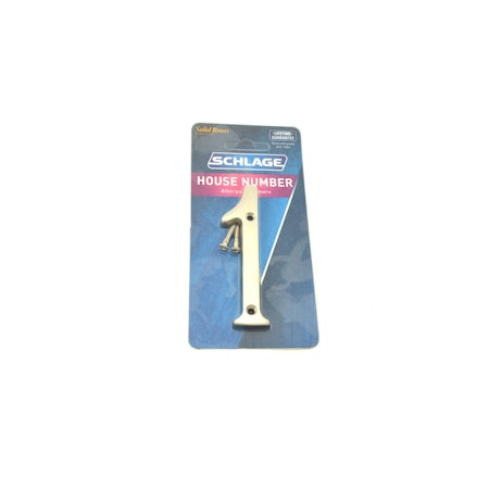 Schlage Residential Solid Brass Carded Classic House Number 1 Satin Nickel Finish SC23016619