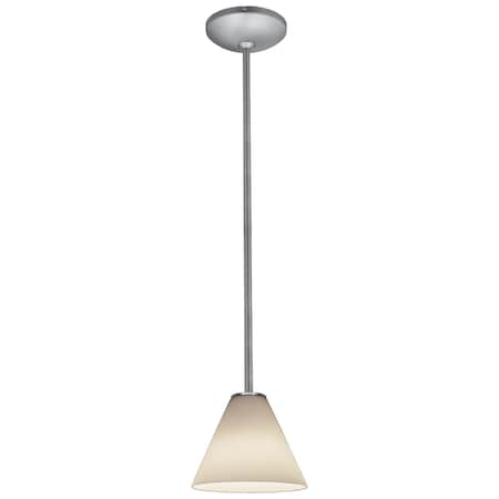 Access Lighting Martini, Pendant, Brushed Steel Finish, White Glass 28004-1R-BS/WHT