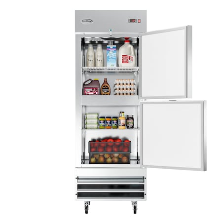 Koolmore 29 in. Commercial Stainless Steel Solid Half Door Reach-In Refrigerator, 23 cu. ft. RIR-1D-SSHD
