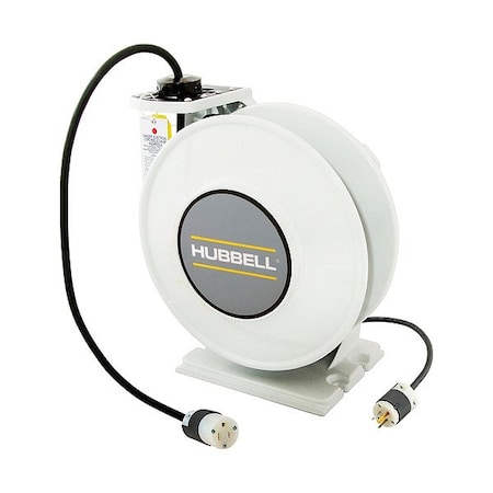 Hubbell Wiring Device-Kellems ExtensionCordReel, White, 35ft, 14AWG HBLI35143C15