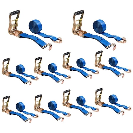 Mytee Products 2in x 15ft Blue Ratchet Strap w/ Wire Hook, 3333 lbs WLL, 10PK RS215WH-Bx10