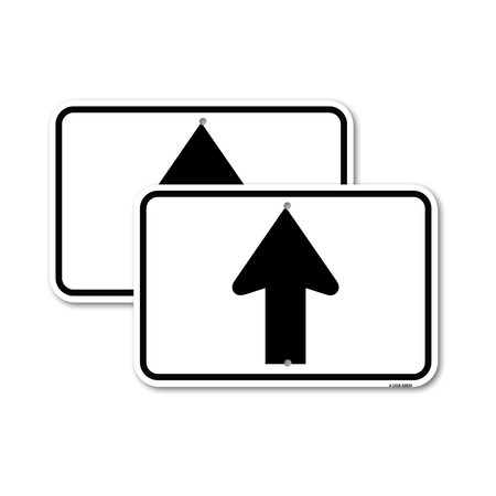 Signmission Straight Thru Sign - Straight Thru Symbol Sign, 18'' X 24'' 2 Signs, Heavy Gauge Aluminum, 2PK A-1824-2PACK-22834