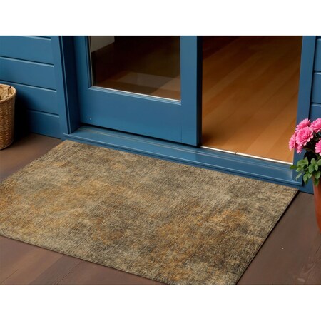 Homeroots 3' X 5' Brown Beige And Taupe Abstract Washable Indoor Outdoor Area Rug 577643