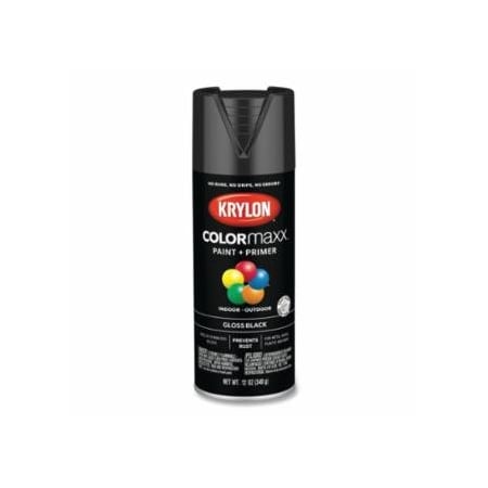 Krylon Industrial COLORmaxx, Paint + Primer Spray Paint, 12 oz, Black, Gloss, 6PK 425-K05505007