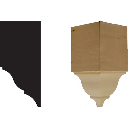 House Of Fara 7-3/4'' x 3-1/2'' x 3-1/2'' Unfinished Hardwood Inside Corner Block ICR8P