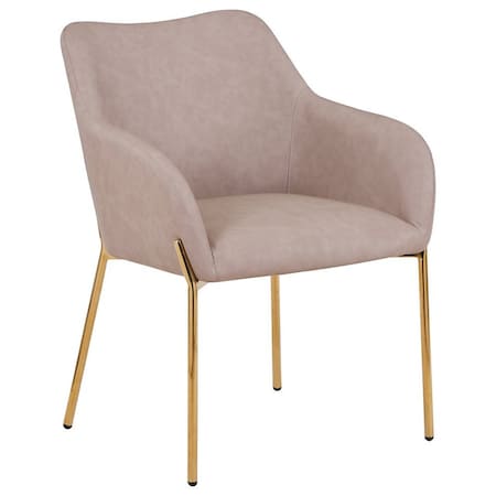 Leisuremod Zaire Collection Modern Dining Chair, Gold Legs and Taupe Fabric ZDC52TP