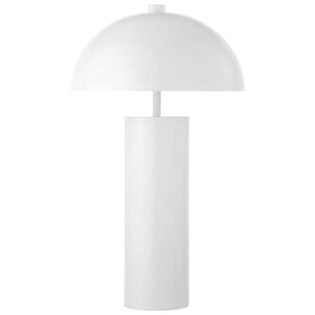 Homeroots 27" White Metal Table Lamp With White Dome Shade 524320
