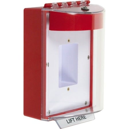 Safety Technology International Pull Station Guard, Polycarbonate, Surface Mount, 5 1/2 in W x 8 1/8 in H x 4 in D, Red STI-13410NR