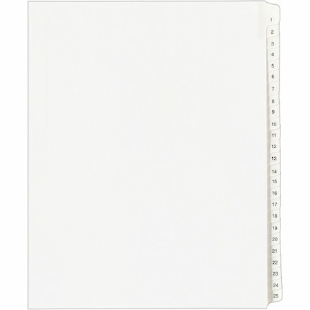 Avery Dennison Avery Side Tab Collated Legal Index Divider, 1 to 25, 8.5"x11", 25 Tabs, White/White 1701