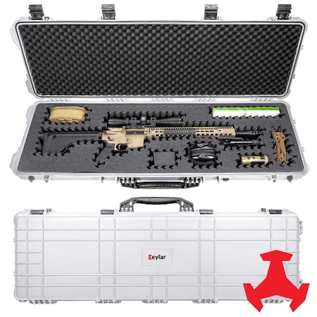 Eylar 48in Hard Rifle Case Equipped With Ragar Reconfigurable & Reusable XP Crosslinked Foam Insert SA00014-WHI-RG-XP
