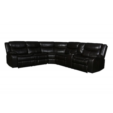 Homeroots Brown Polyester Blend Reclining U Shaped Three Piece Corner Sectional With Console 366309