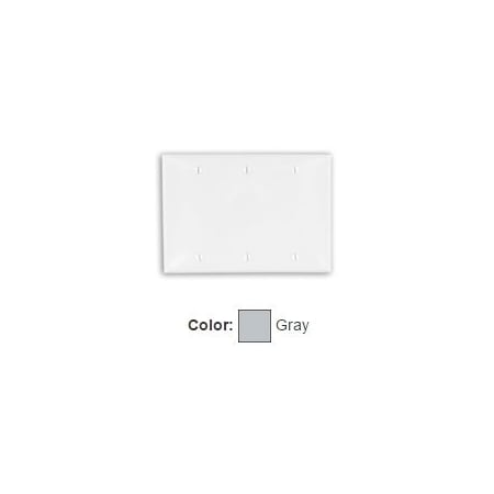 Leviton Blank Wallplate, Standard Size, Gang 3, Gray 80735-GY