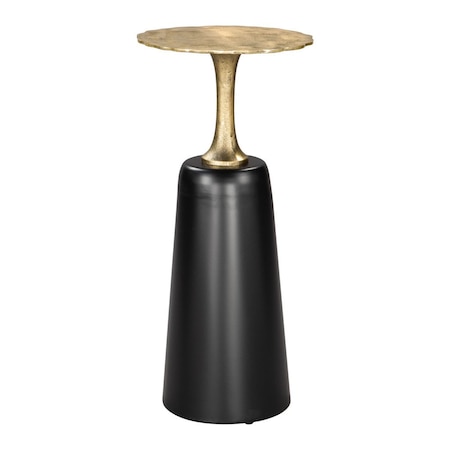 Homeroots 26" Gold and Black Aluminum and Iron Round Pedestal End Table 572177