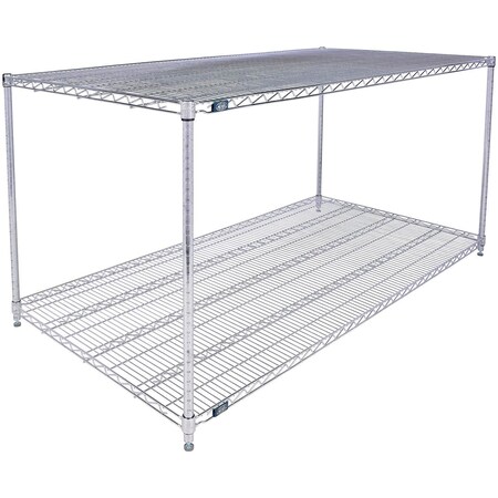 Global Industrial Nexel 2 Shelf, Stainless Steel Wire Shelving Unit, Starter, 72"W x 30"D x 34"H B3149651