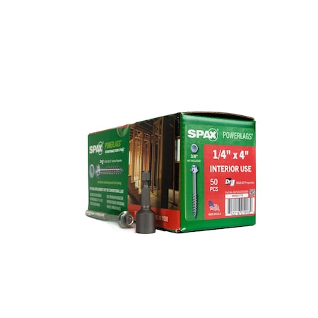Spax 1/4 in x 4 in Interior Structural Wood Lag Screws Powerlags Hex Head Hex, 50PK 4571010701005