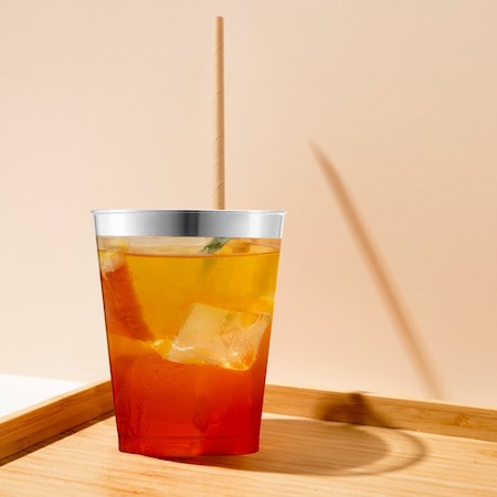 Smarty Had A Party 10 oz. Clear with Metallic Silver Rim Round Tumblers (336 Cups), 336PK 6954S-CASE