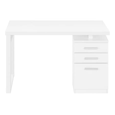Homeroots 47" White Computer Desk With Three Drawers 489923