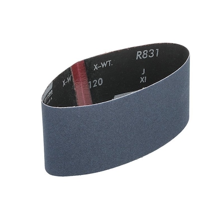 Norton Co 0 Sanding Belt, 3 in W, 18 in L, 120 Grit, Fine, Zirconia Aluminum Abrasive 2229