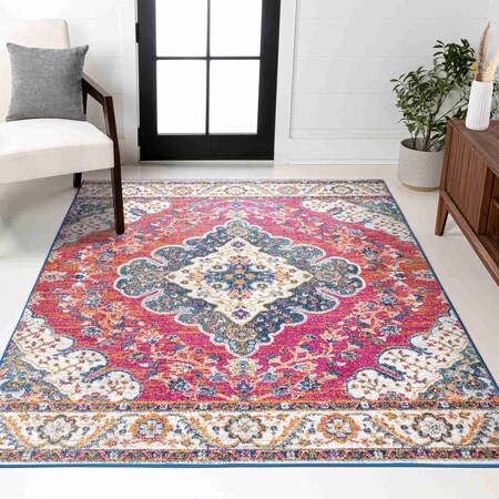 Jonathan Y Bohemian FLAIR Boho Vintage Medallion Fuchsia/White 4 ft. x 6 ft. Area Rug BMF106C-4