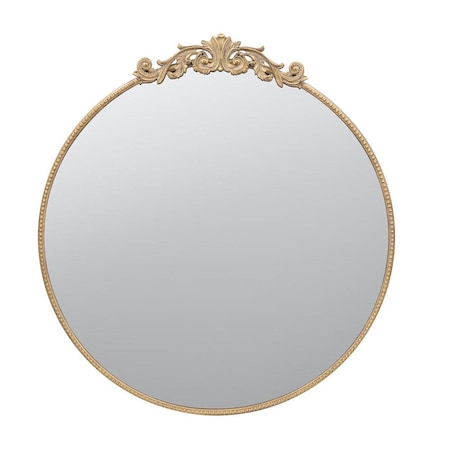 Homeroots 39" Gold Crowned Top Iron Framed Accent Mirror 485048