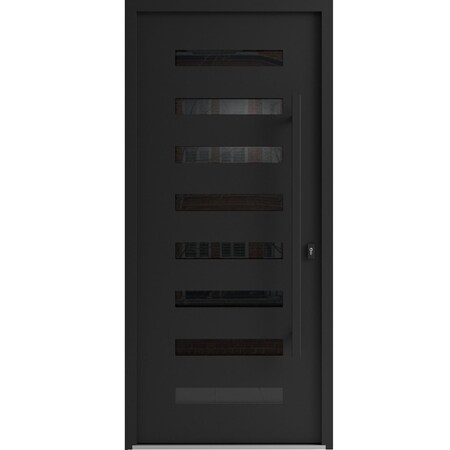 Vdomdoors Aluminum Door Iron 0188 Black Entry Steel Metal Classic Painted 36 x 80 (36 x 80)-Left Inswing IRON0188EXD-BLK-W36xH80-LH-I