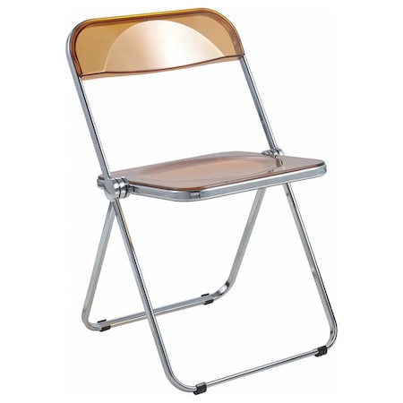 Leisuremod Lawrence Acrylic Folding Chair with Metal Frame, Tangerine LF19OR