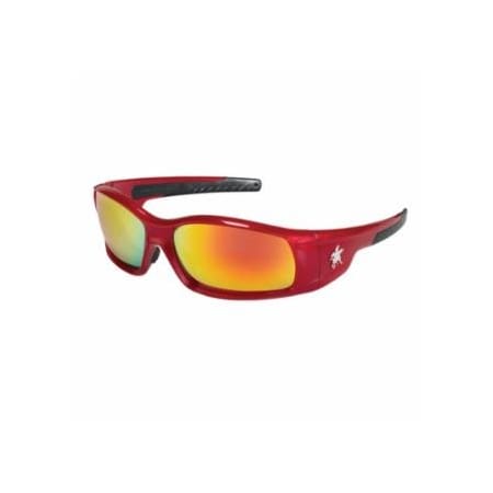 Mcr Safety Swagger Safety Glasses, Fire Mirror Lens, Duramass Hard Coat, Red Frame 135-SR13R