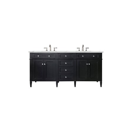 James Martin Vanities 72" D Vanity, Black Onyx w/Ethereal Noctis Top w/FreePower Wireless Charger 650-V72-BKO-FENC