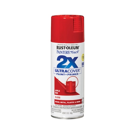 Rust-Oleum Spray Paint, Apple Red, Gloss, Solvent, 12 oz 334024