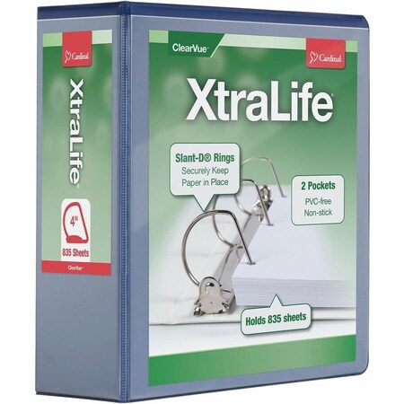 Cardinal Xtralife ClearVue Locking SlantD Binders, Blue CRD26342