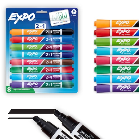 Expo Dry Erase Marker, Chisel, Assorted, PK8 1944658A