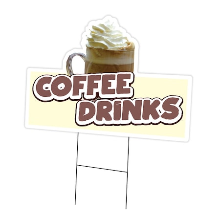 Signmission Coffee Drinks Die Cut Yard Sign & Stake outdoor plastic coroplast window, C-DC-1824-Coffee Drinks19 C-DC-1824-Coffee Drinks19